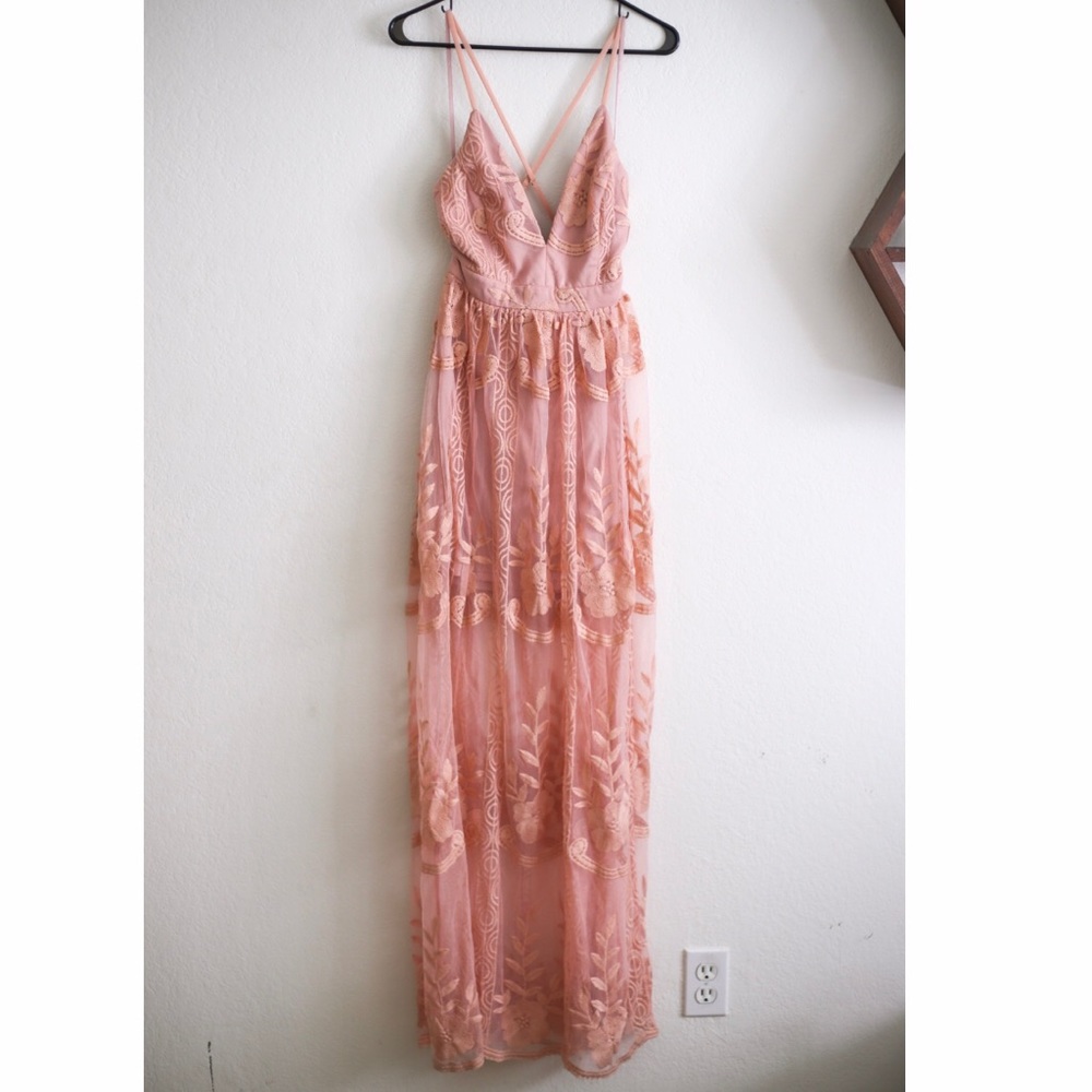 Pink Lace Maxi Dress